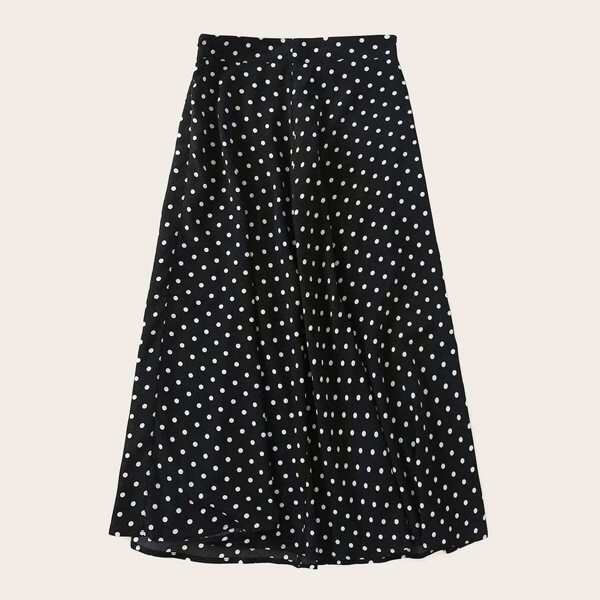 

Polka Dot Flared Chiffon Skirt