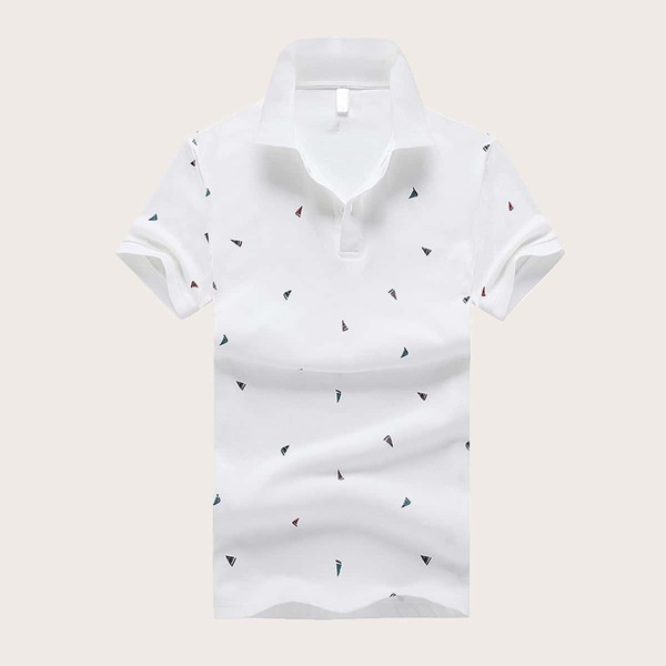 

Men Sailboat Print Polo Shirt