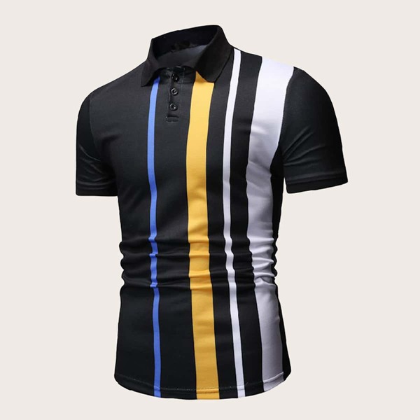 

Men Color-block Striped Polo Shirt