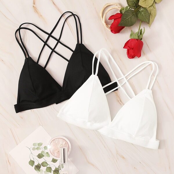 

Crisscross Back Bra Set 2pack, Black and white