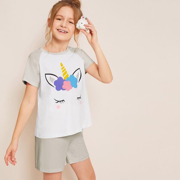 

Girls Unicorn Print Pajama Set, Multicolor