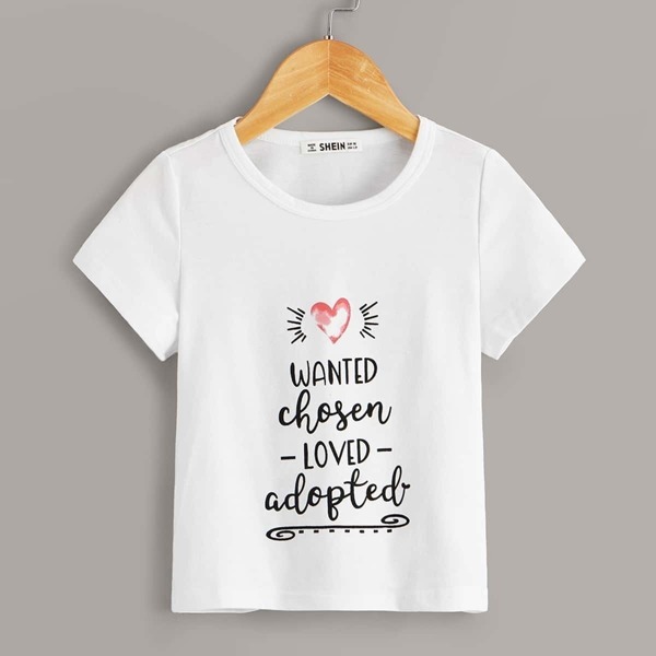 

Toddler Girls Letter & Heart Print Tee