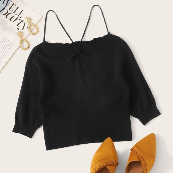 

Slim Fitted Crop Strappy Jumper