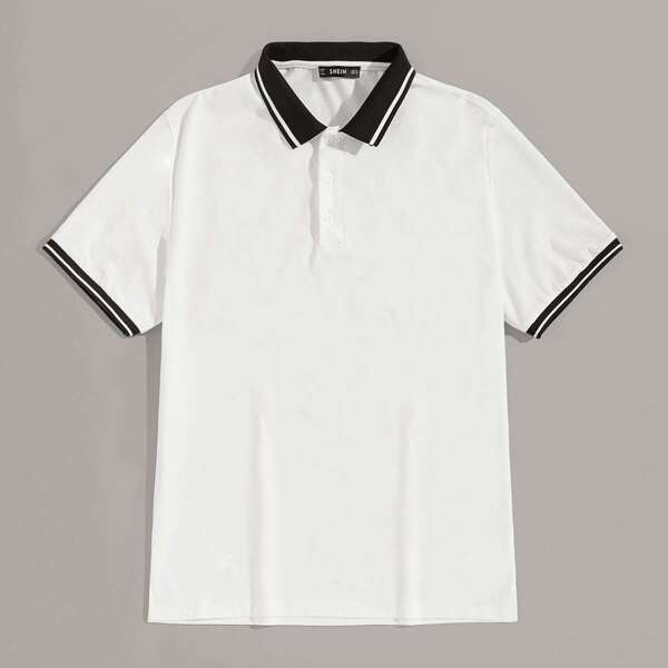 

Men Contrast Collar and Cuff Polo Shirt