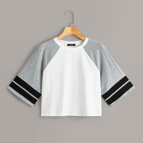 

Striped Raglan Sleeve Tee
