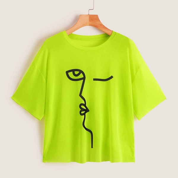

Neon Lime Graphic Print T-shirt