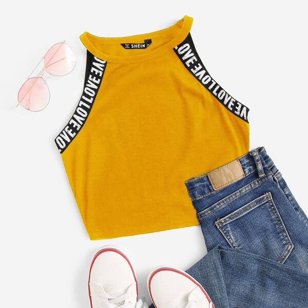 

Lettering Tape Side Halter Top