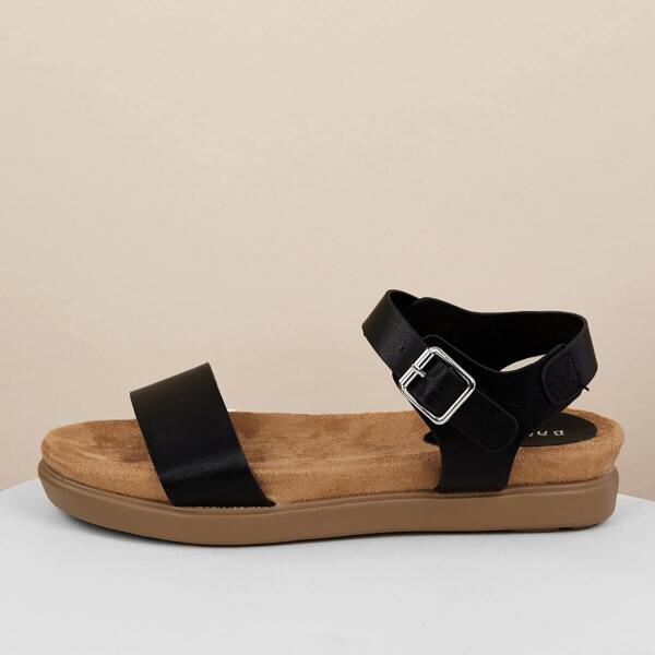 

Solid Band Ankle Strap Footbed Sandals