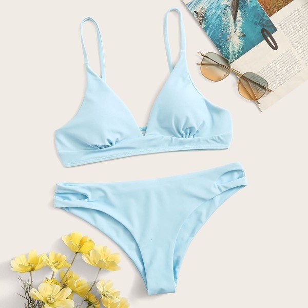 

Ruched Top With Cut Out Side Bikini Set