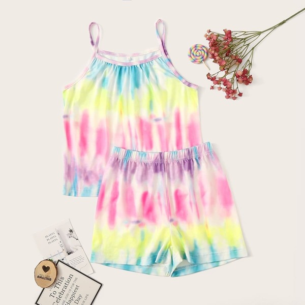 

Girls Tie Dye Cami Pajama Set, Multicolor