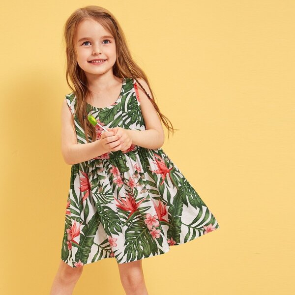 

Toddler Girls Tropical Print Tank Dress