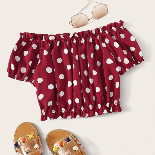

Polka Dot Off The Shoulder Blouse