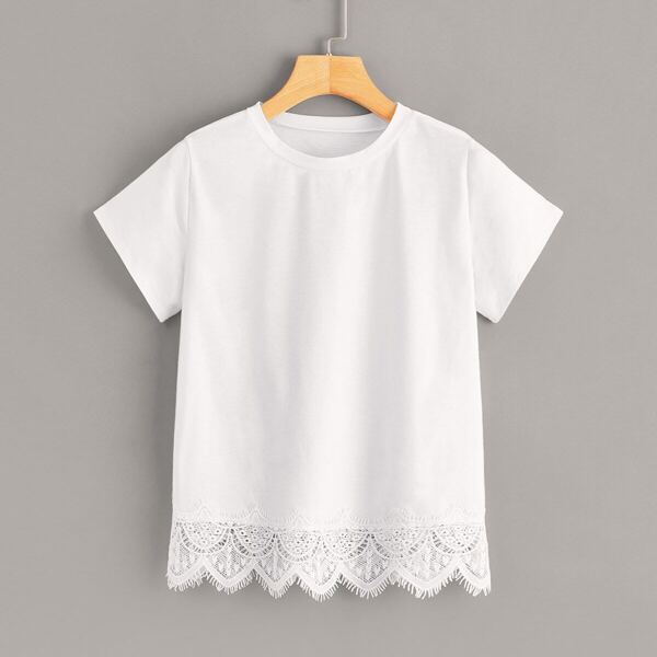 

Contrast Lace Hem Tee
