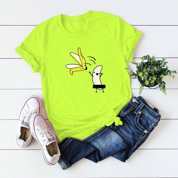 

Plus Banana Print Neon Lime Tee