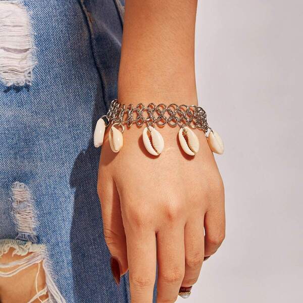 

Seashell Charm Chain Bracelet 1pc, Silver