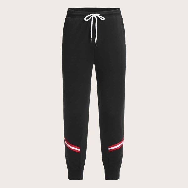 

Men Striped Tape Drawstring Waist Sweatpants
