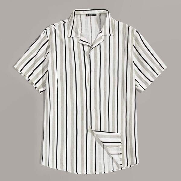 

Men Revere Collar Striped Shirt, Multicolor