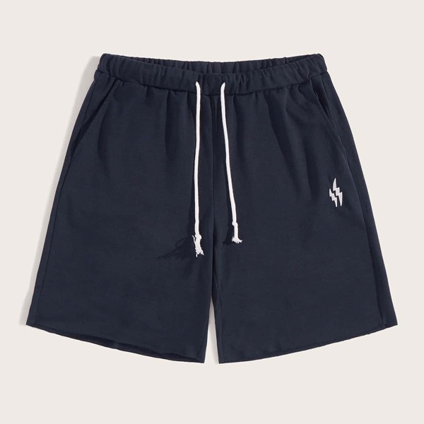 

Men Lightning Embroidered Slant Pocket Shorts