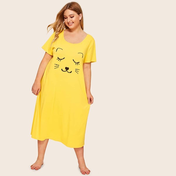 

Plus Cartoon Print Tunic Nightdress