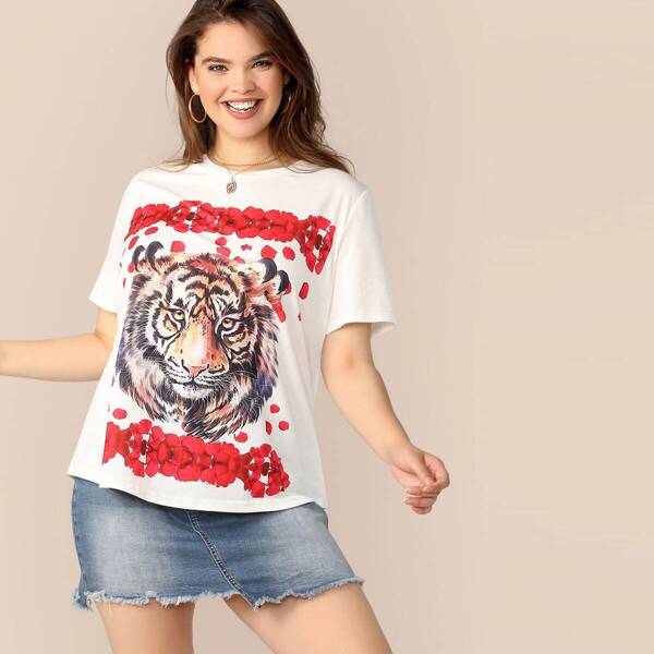 

Plus Tiger & Petal Print Tee