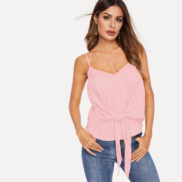 

Knot Front Cami Solid Top
