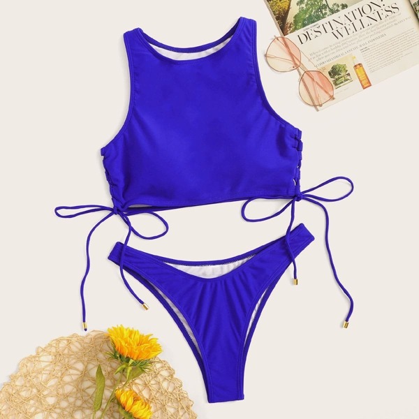 

Tie Side Top With Seam Trim Bikini