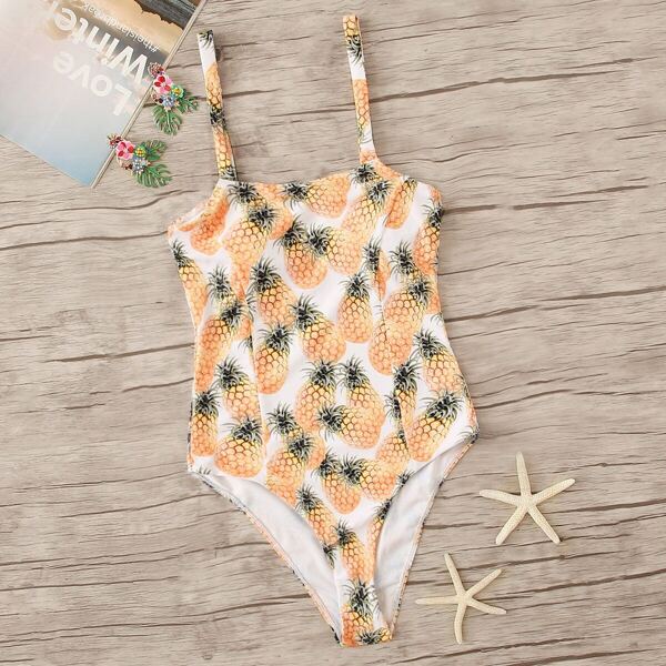 

Pineapple Print Seam Detail One Piece Swimsuit