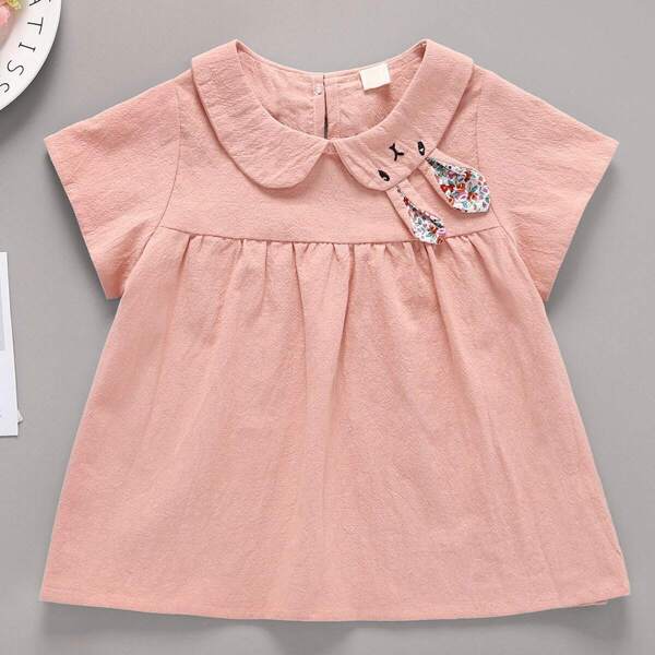 

Toddler Girls Embroidery Peter Pan Collar Blouse