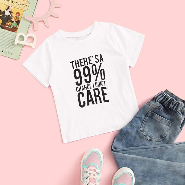 

Toddler Girls Slogan Print Tee