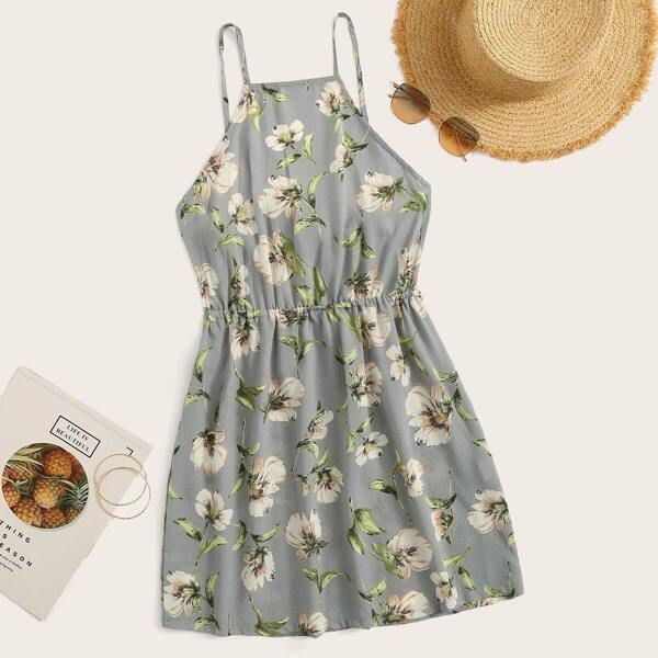 

Floral Print Knot Cami Dress
