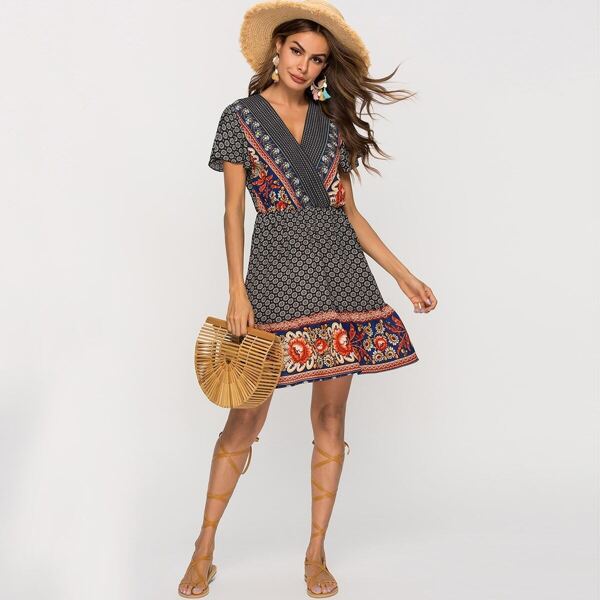 

Surplice Tribal Dress, Multicolor