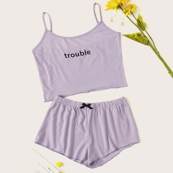 

Letter Print Cami Pajama Set