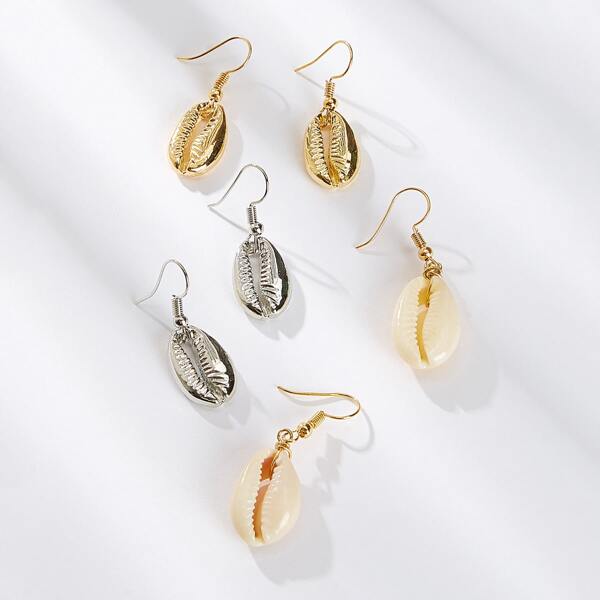 

Shell Drop Earrings 3pairs, Multicolor