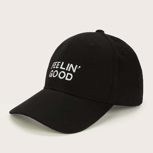 

Letter Embroidery Baseball Cap, Black
