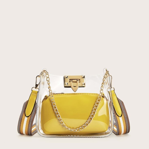 

Chain Detail Clear Bag With Inner Satchel