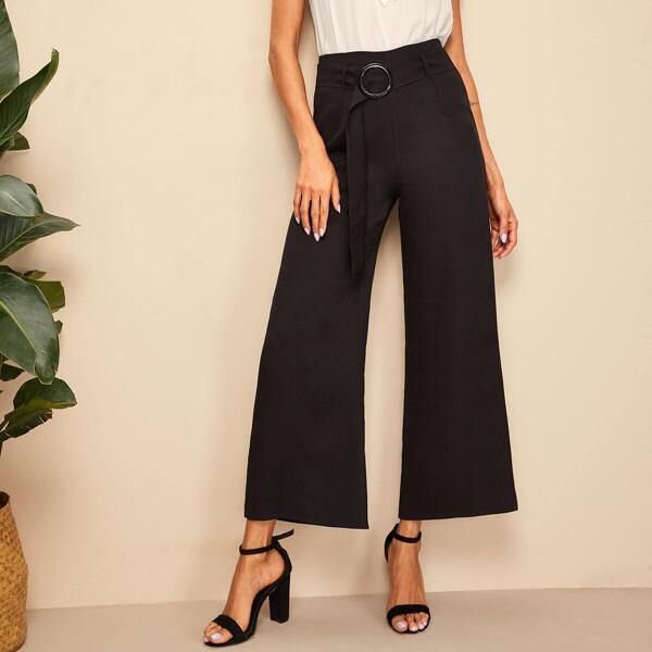 

Buckle Belt Detail Wide Leg Pants