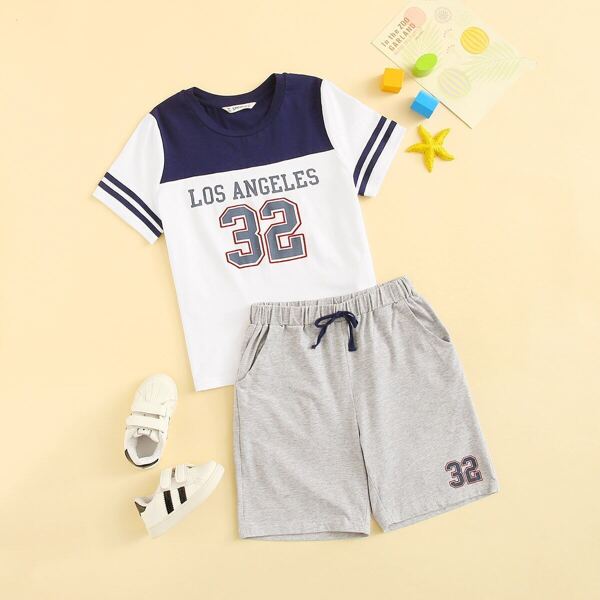 

Boys Color-block Number Tee & Shorts Set, Multicolor