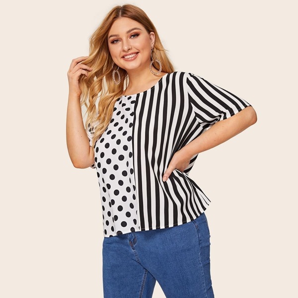 

Plus Polka-dot & Striped Top