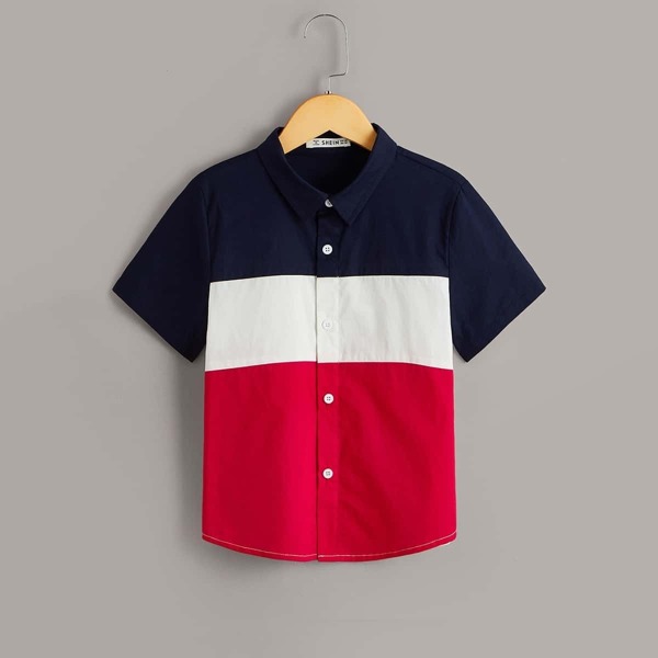 

Boys Cut-and-sew Button Up Shirt