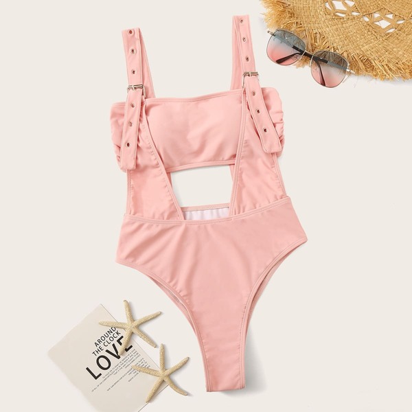 

Buckle Cut Out One Piece Swimwear