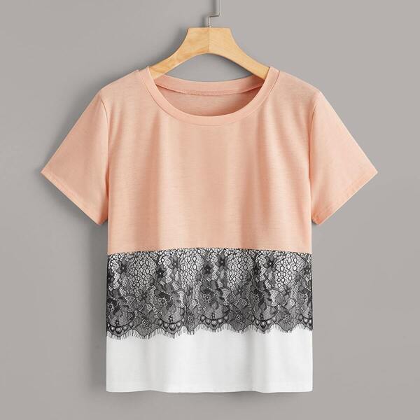 

Contrast Lace Two Tone Tee