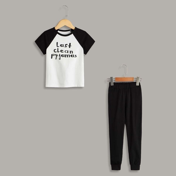 

Toddler Boys Slogan Print Pajama Set