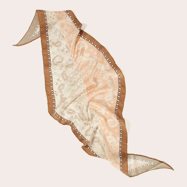 

Paisley Contrast Trim Skinny Scarf, Multicolor