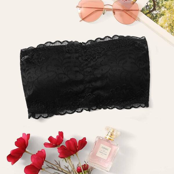 

Crisscross Back Floral Lace Bandeau