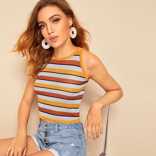 

Striped Crop Tank Top