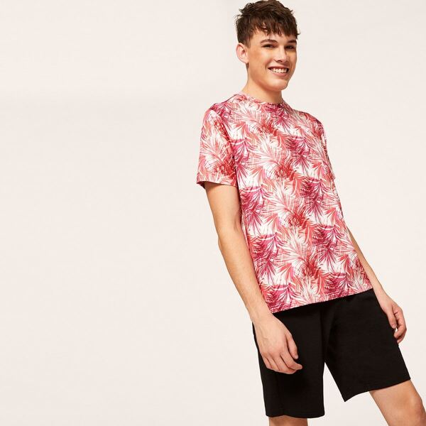 

Men Palm Leaf Print T-shirt