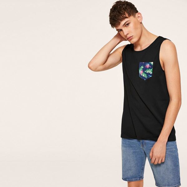 

Men Jungle Leaf Pocket Tank Top
