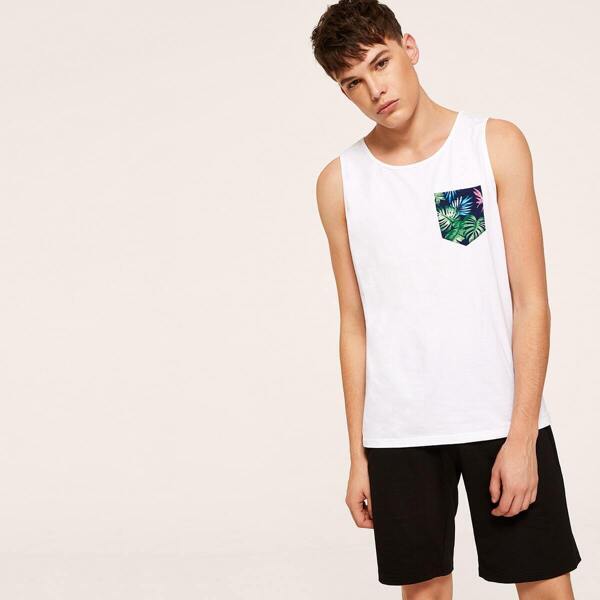 

Men Jungle Leaf Pocket Tank Top