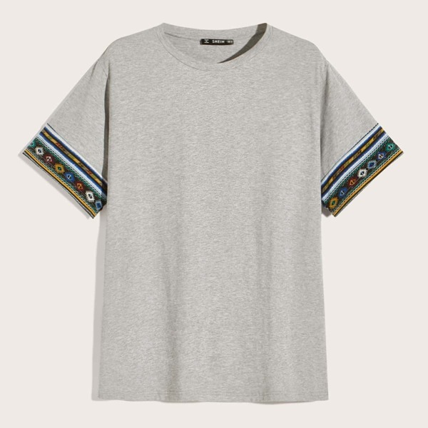 

Men Tribal Print Short Sleeve Tee, Grey