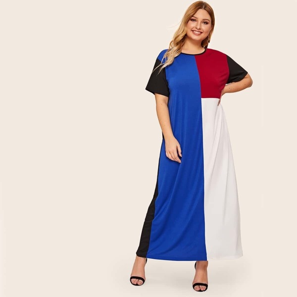 

Plus Color Block Maxi Tee Dress